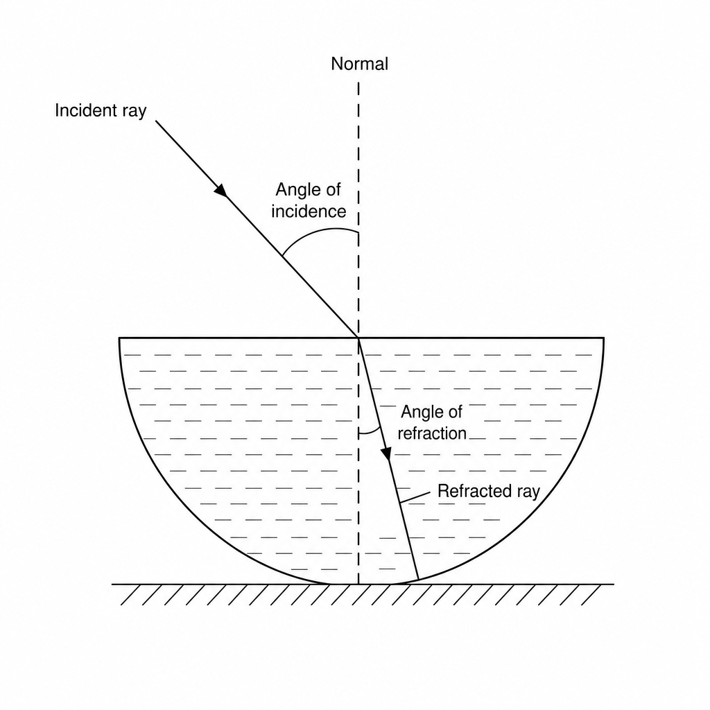 Experimental setup showing refraction at a boundary
