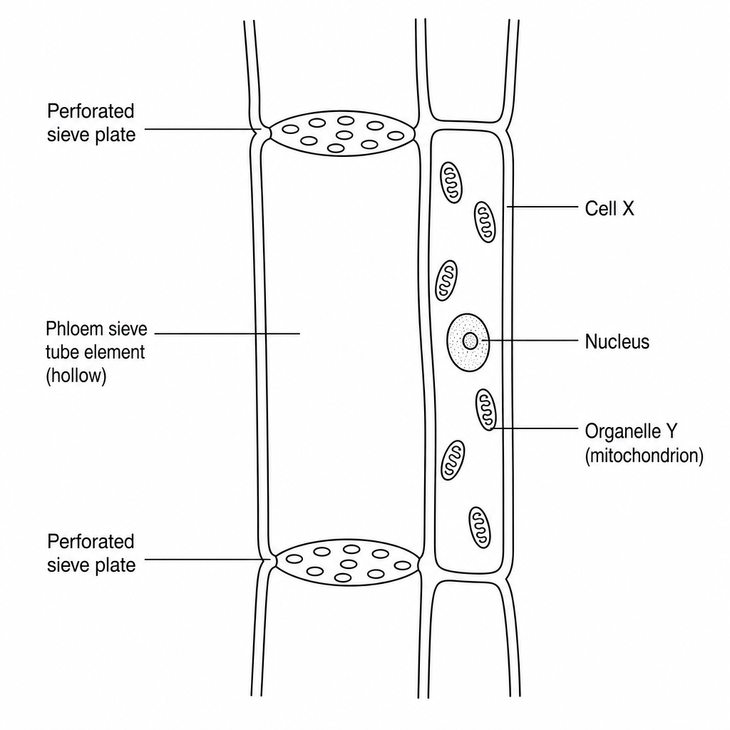 Longitudinal section of phloem tissue