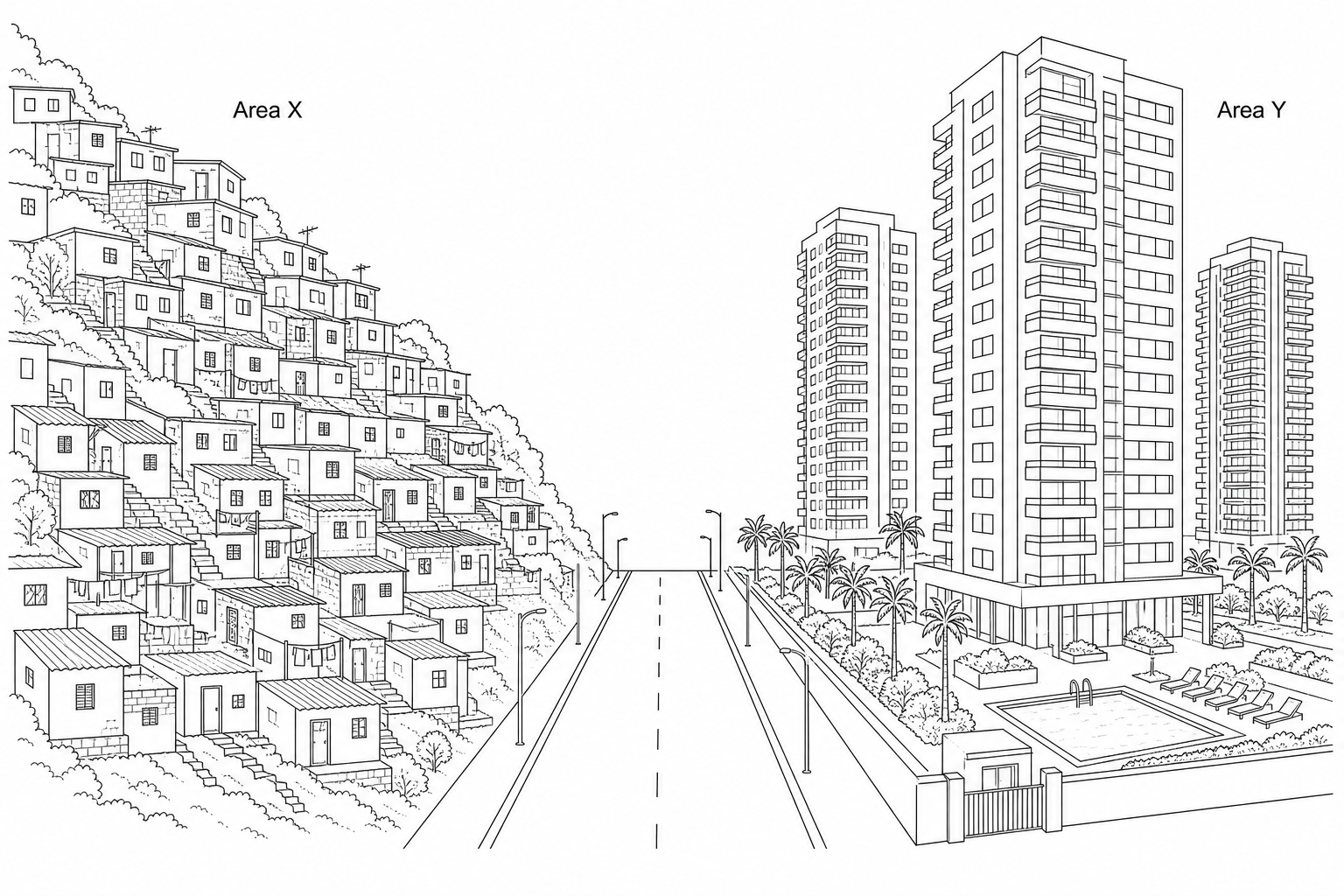 Figure 1: Diagram showing urban contrast in an EDC.