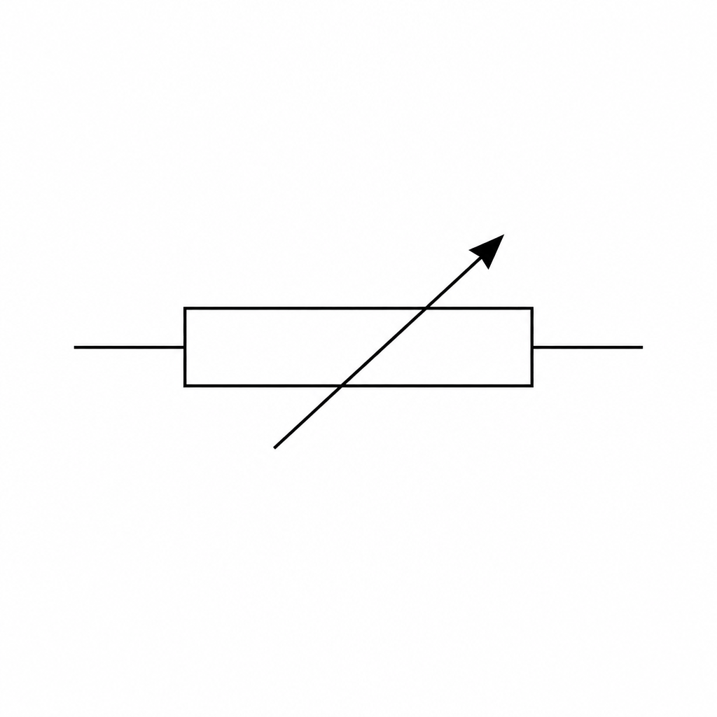 A symbol consisting of a rectangle with a diagonal arrow pointing upwards and to the right through it.