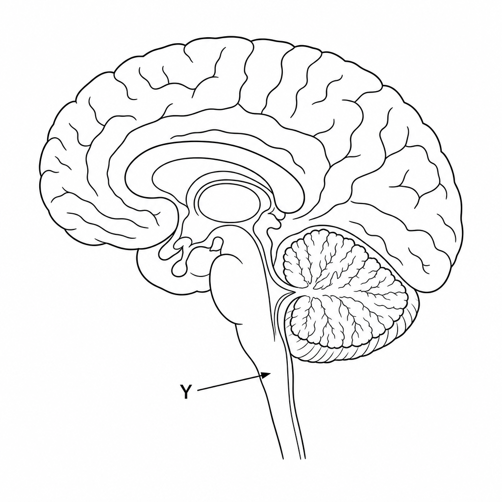 Diagram of a section through the human brain
