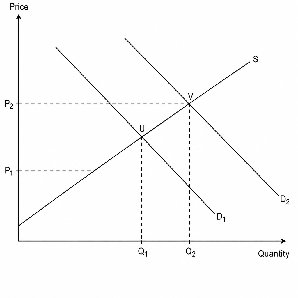 Demand shift from D1 to D2