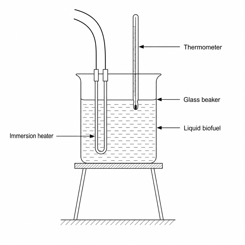 Apparatus setup for liquid biofuel heating