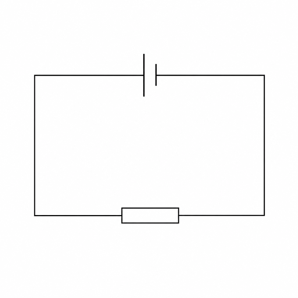 Figure 1: A circuit diagram displaying a d.c. power supply connected in series with a single fixed resistor.