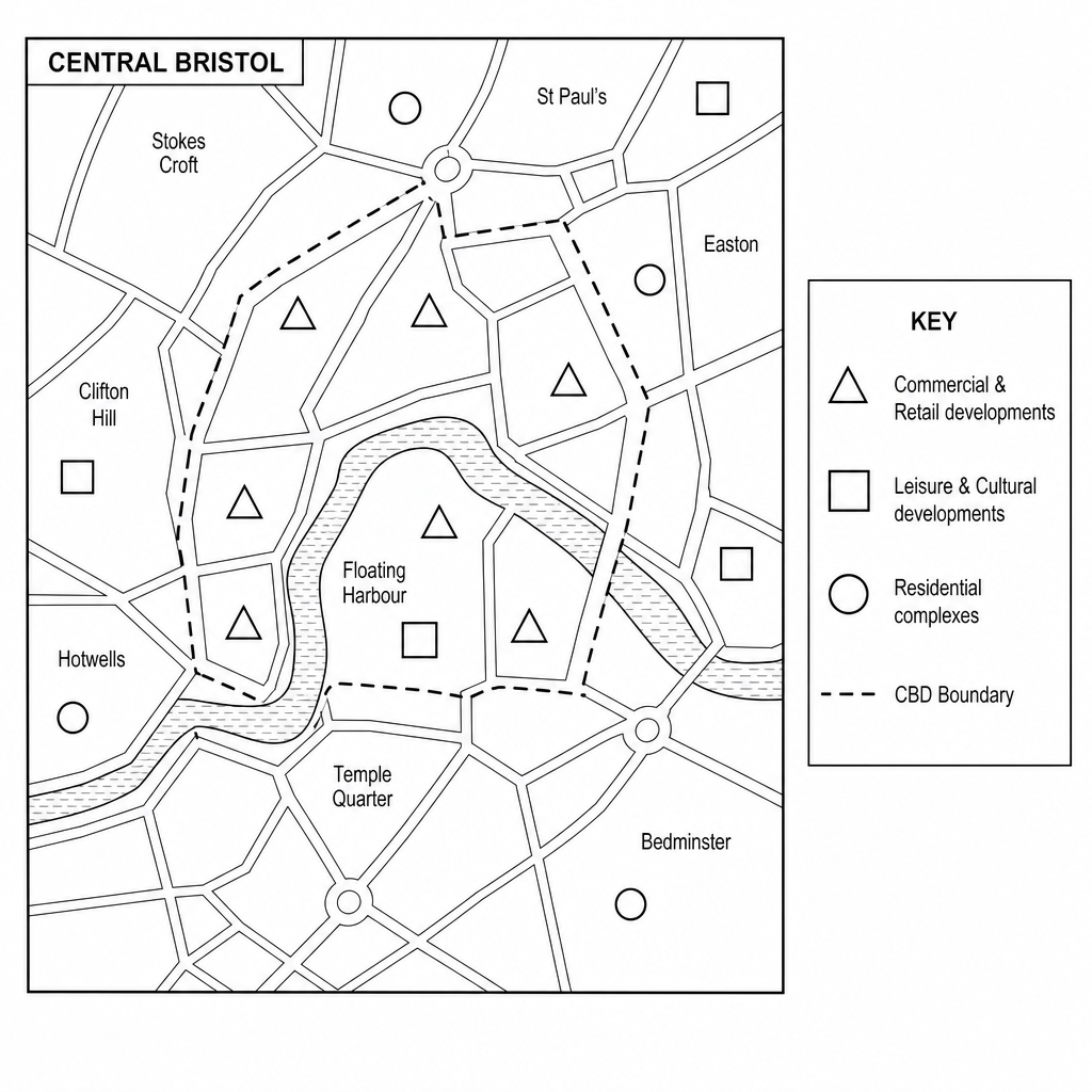 Central Bristol Regeneration Schemes map