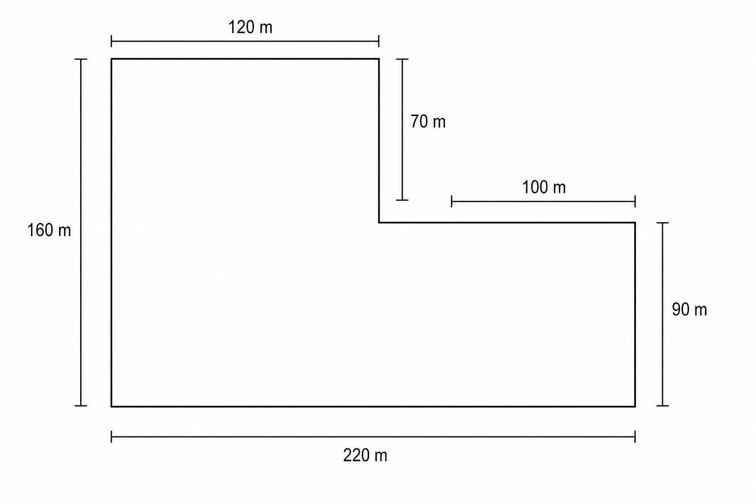 Dimensions of the L-shaped woodland clearing
