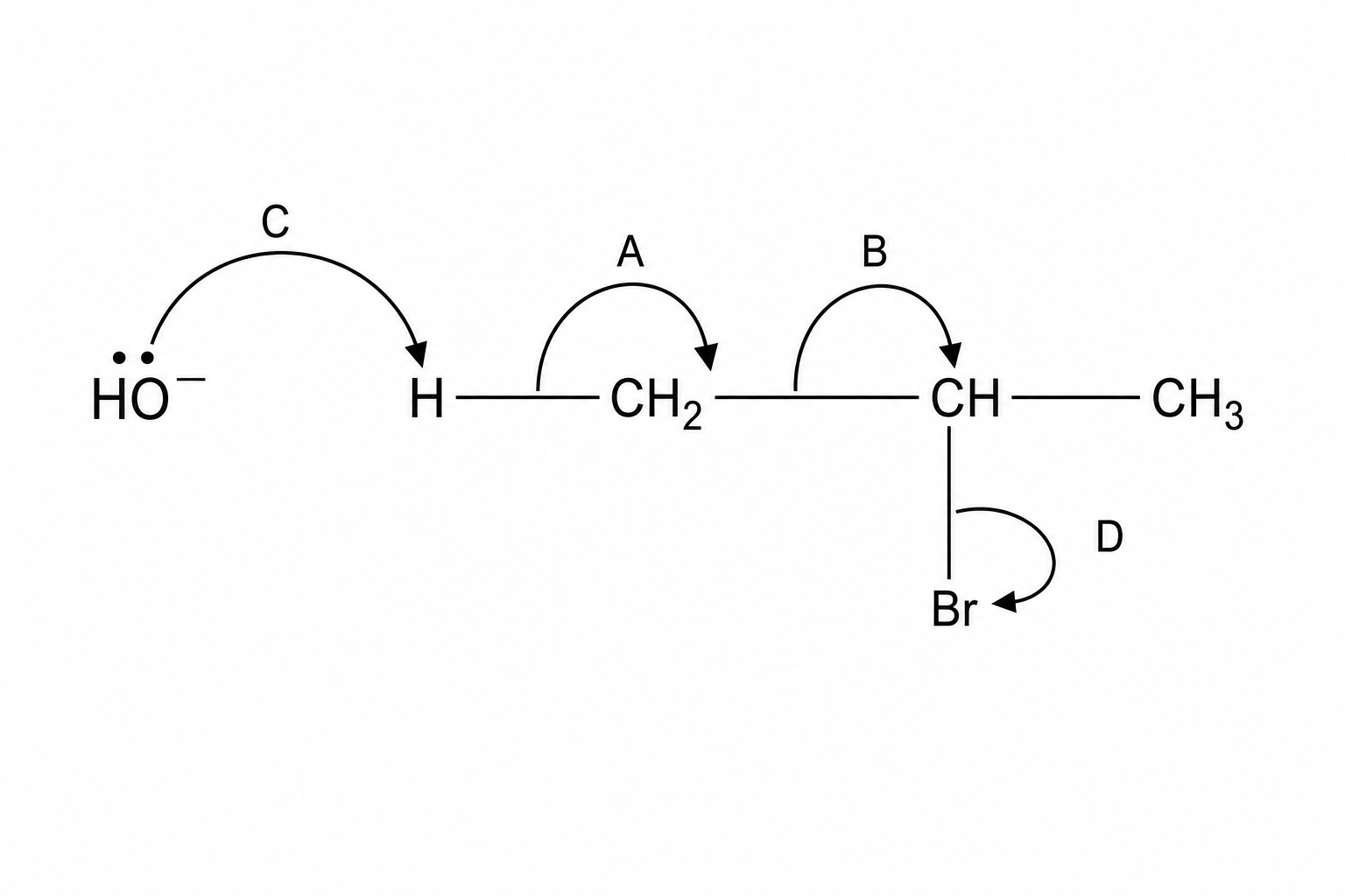 E2 elimination mechanism showing proposed curly arrows