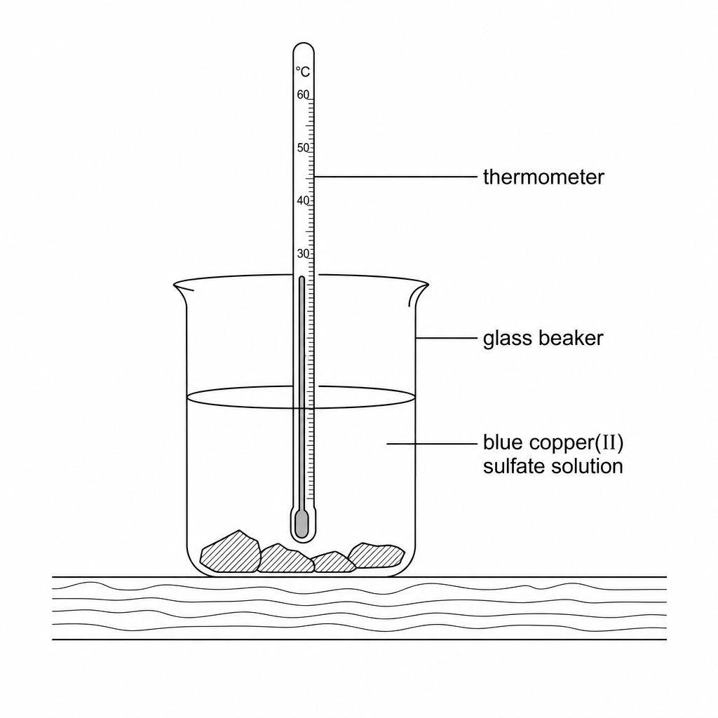 Experimental setup for determining the temperature change during a displacement reaction.