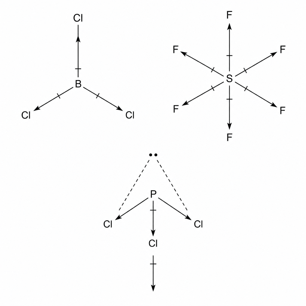 Symmetry and polarity of BCl3, SF6, and PCl3