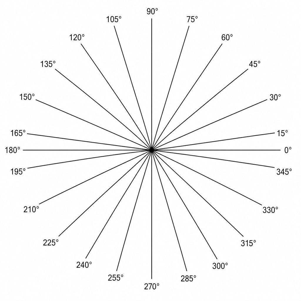 An astigmatism testing chart showing a circle of bold, radiating black lines spaced at regular angular intervals, used to detect uneven focus in the eye.