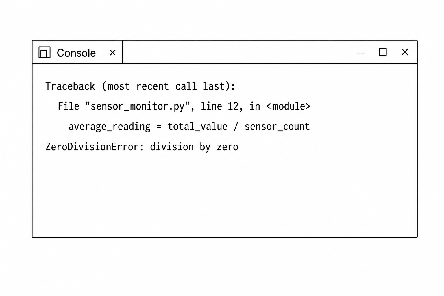 A traceback error in the IDE console.