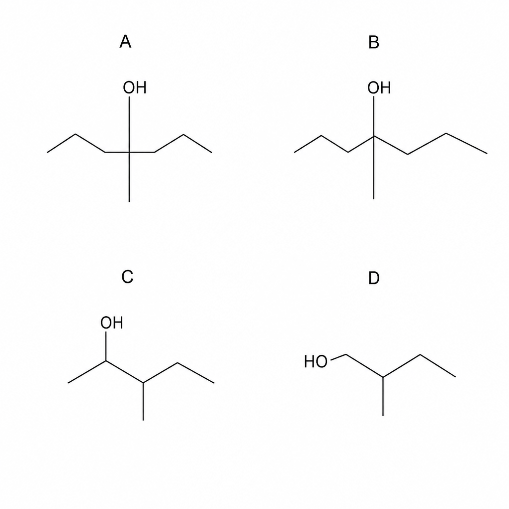 Skeletal structures of four organic compounds