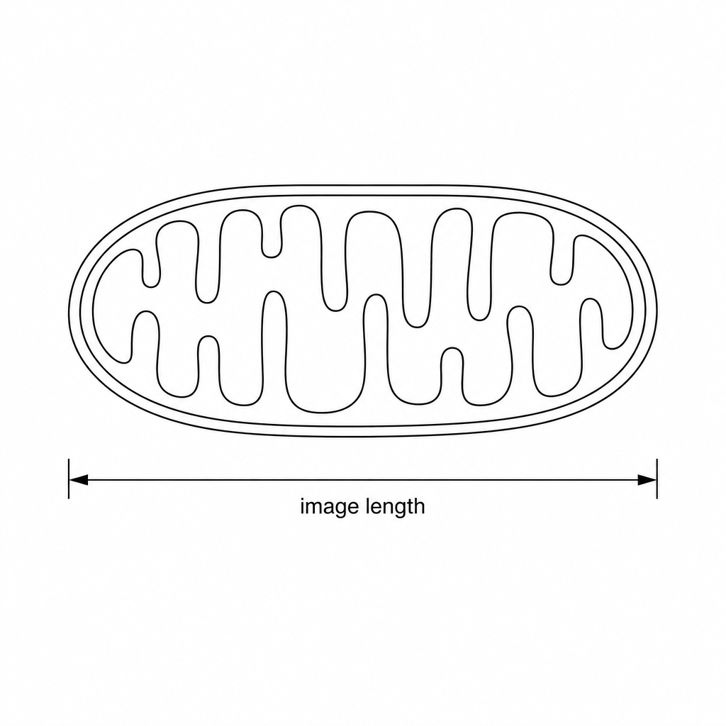 Mitochondrion diagram with image length measurement