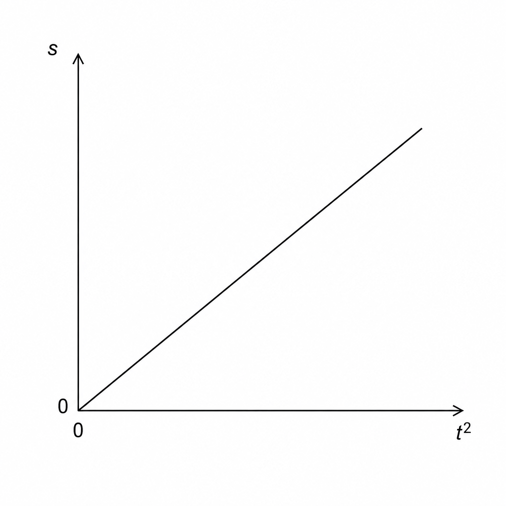 Graph of displacement against time squared
