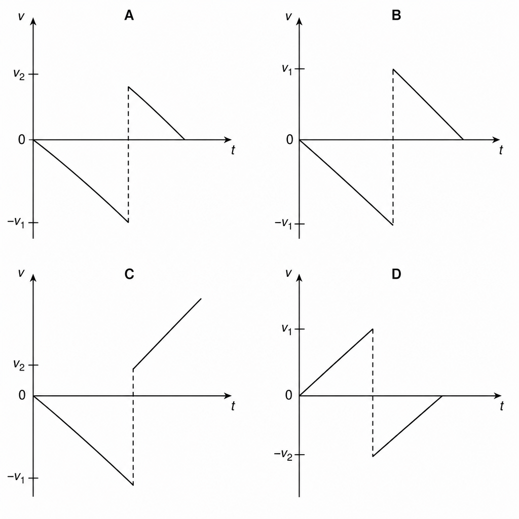 Velocity-time graphs A, B, C, and D