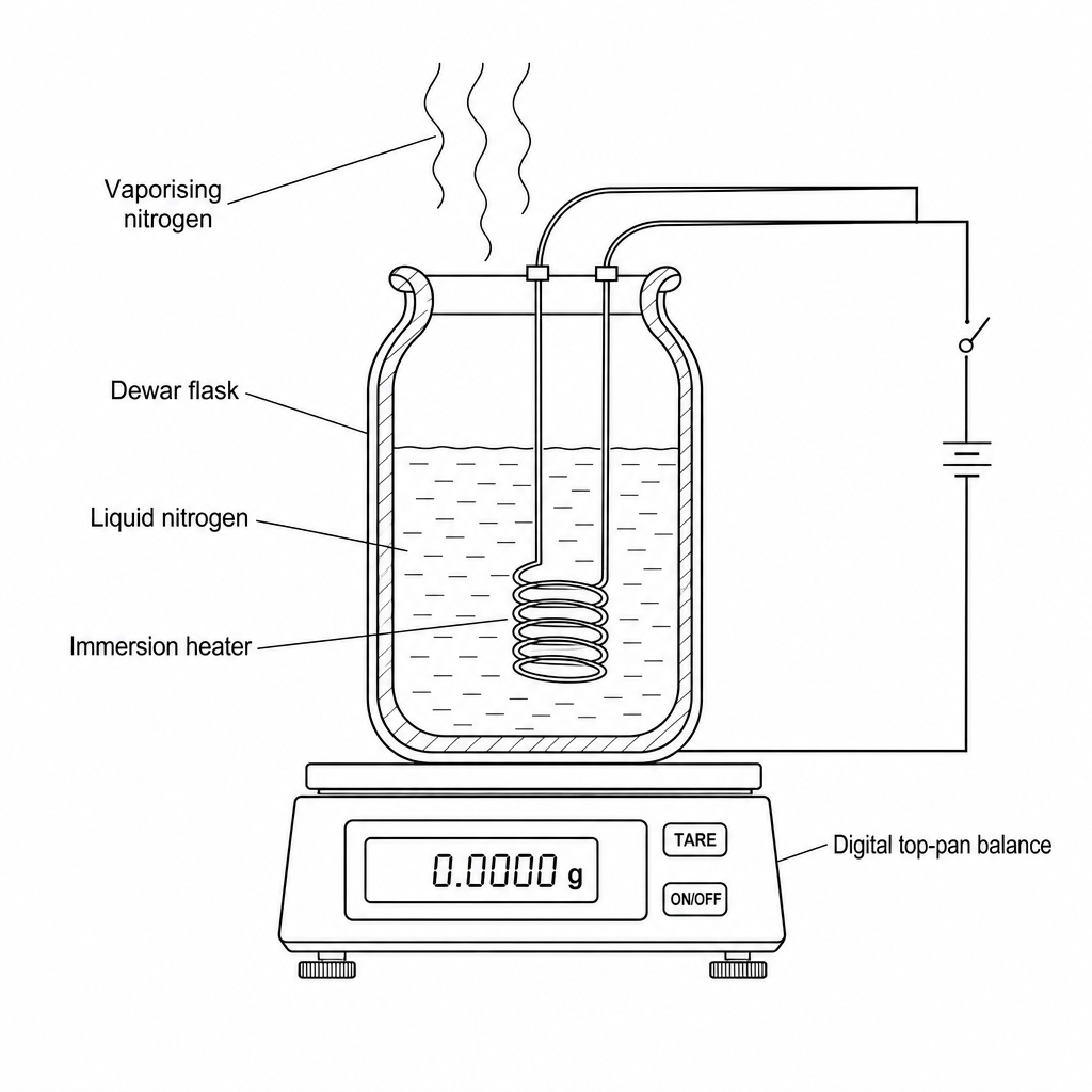 Experimental setup for liquid nitrogen vaporisation