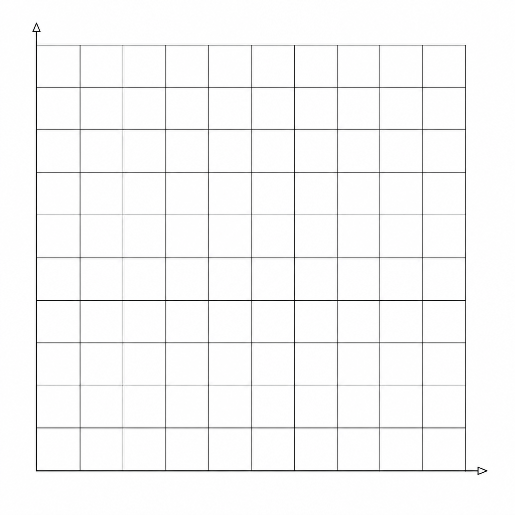 A blank grid template with 10x10 squares for drawing the bar chart.
