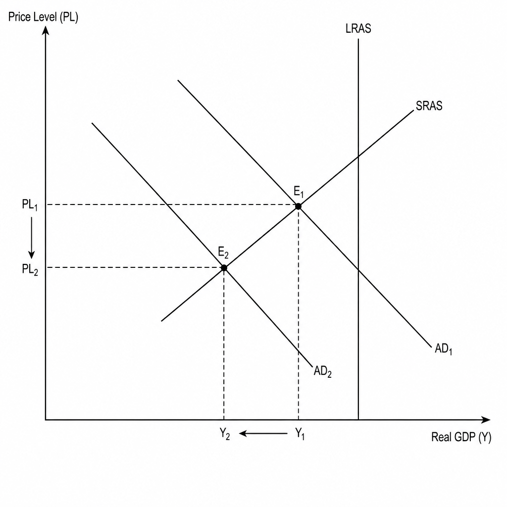 AD/AS diagram showing fiscal consolidation
