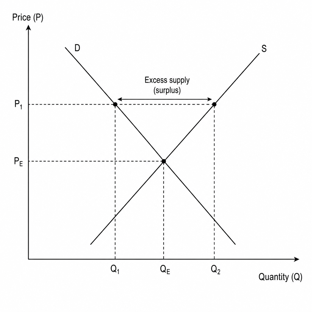 Market supply and demand with a government price control