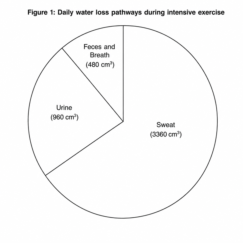 Figure 1: Daily water loss pathways during intensive exercise
