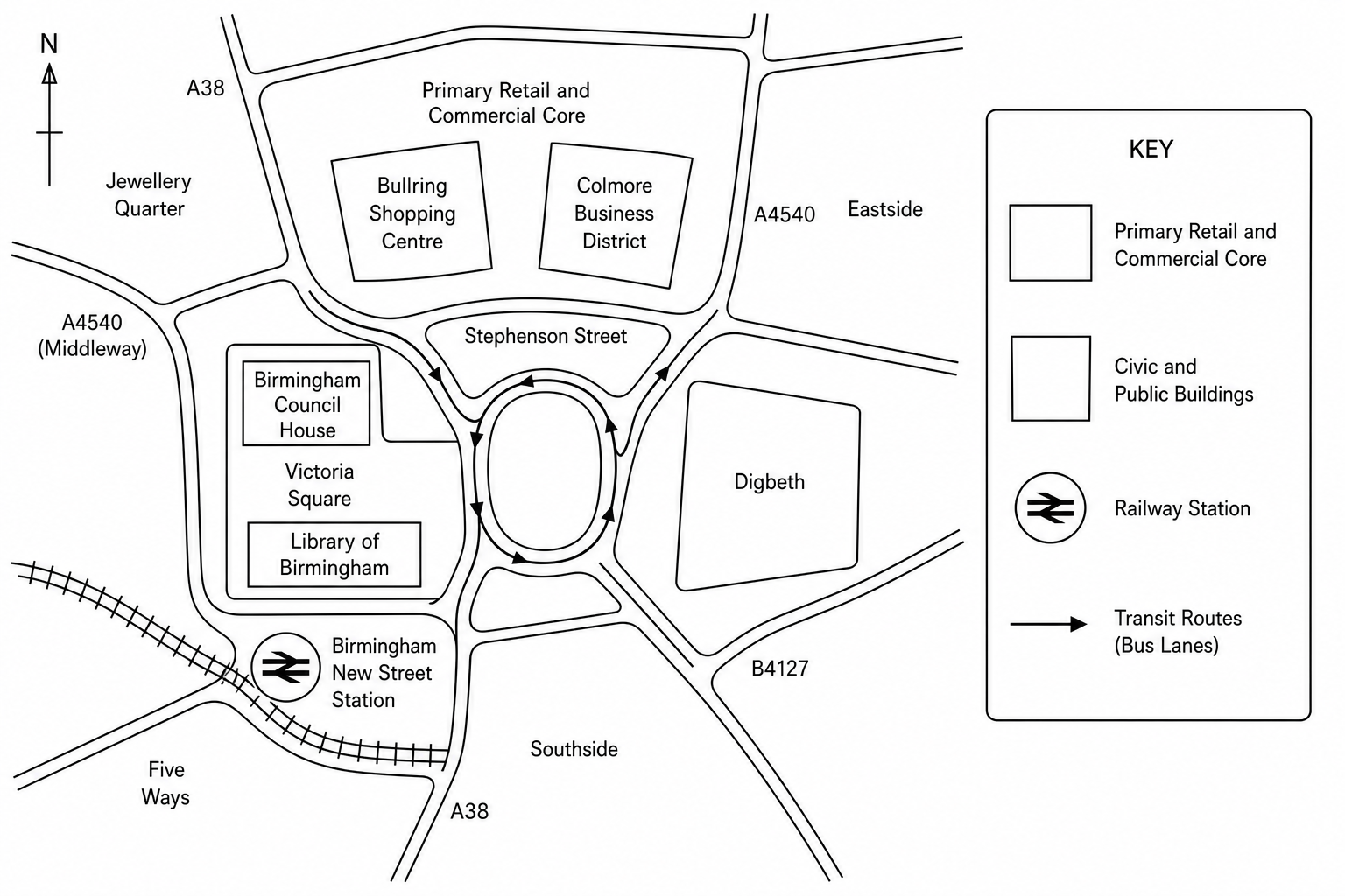 GIS map of central Birmingham