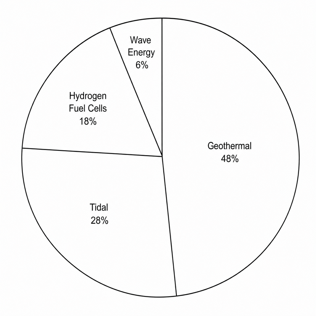 Pie chart showing clean energy resource distribution.