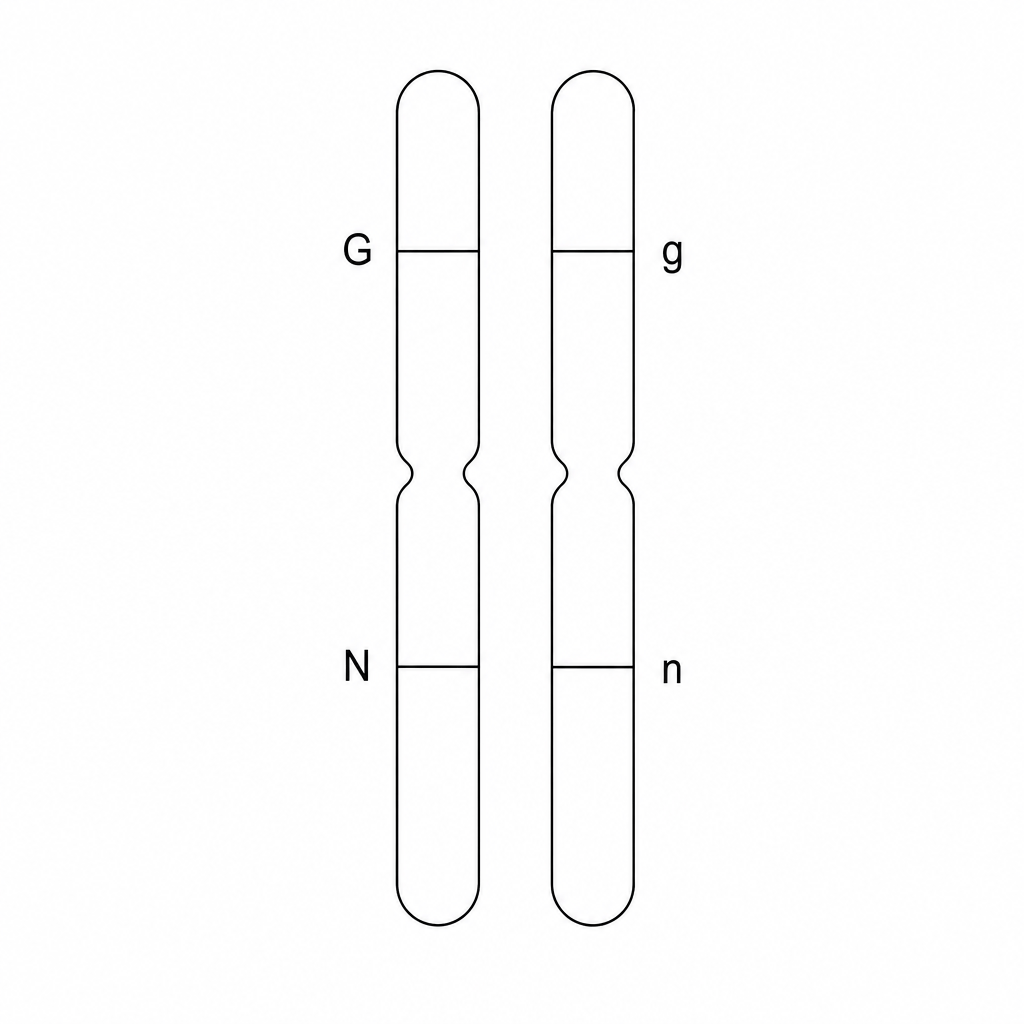 Homologous chromosomes showing gene linkage in heterozygous parents