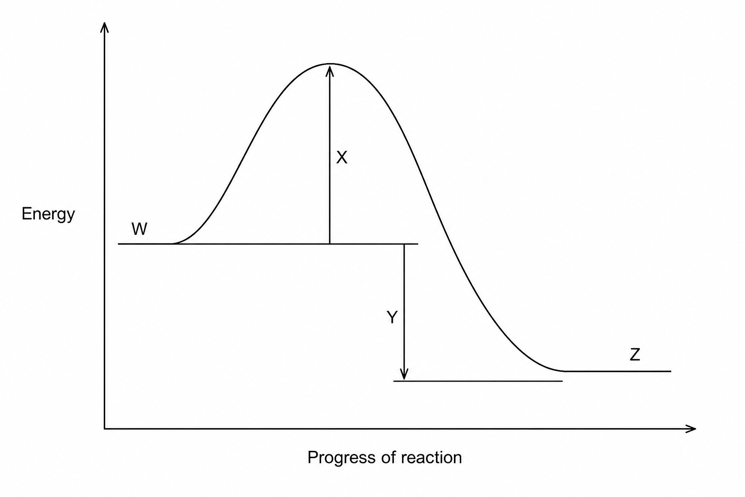 Reaction profile representing an exothermic reaction