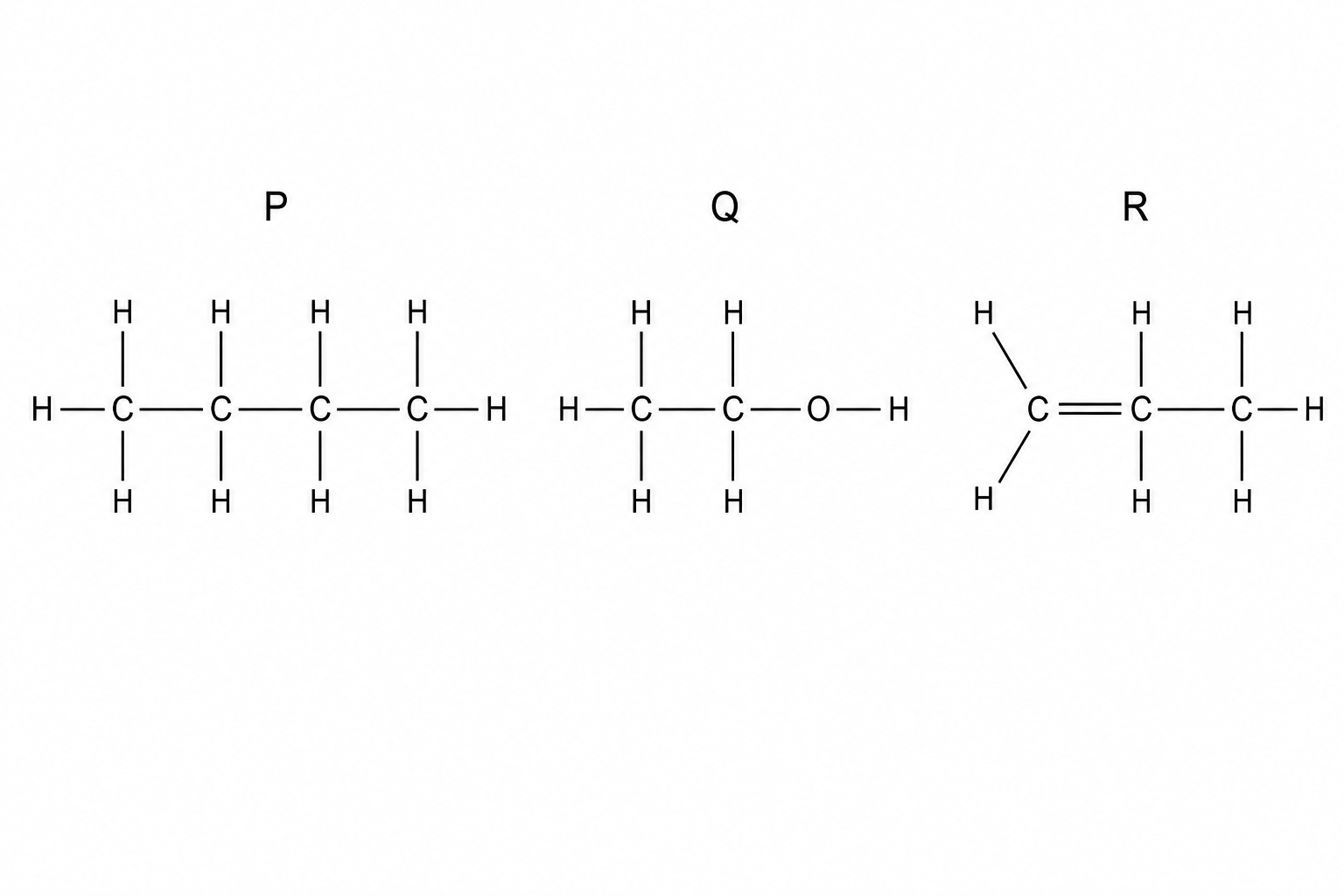 Structures of compounds P, Q, and R