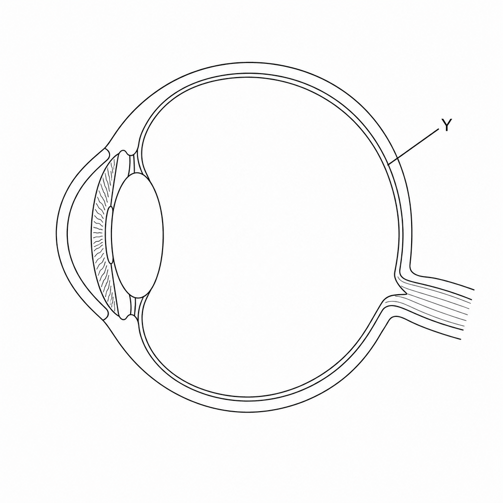 A cross-section diagram of the human eye.