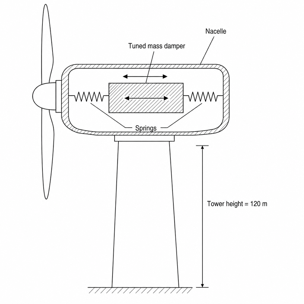 A wind turbine with a tuned mass damper in its nacelle