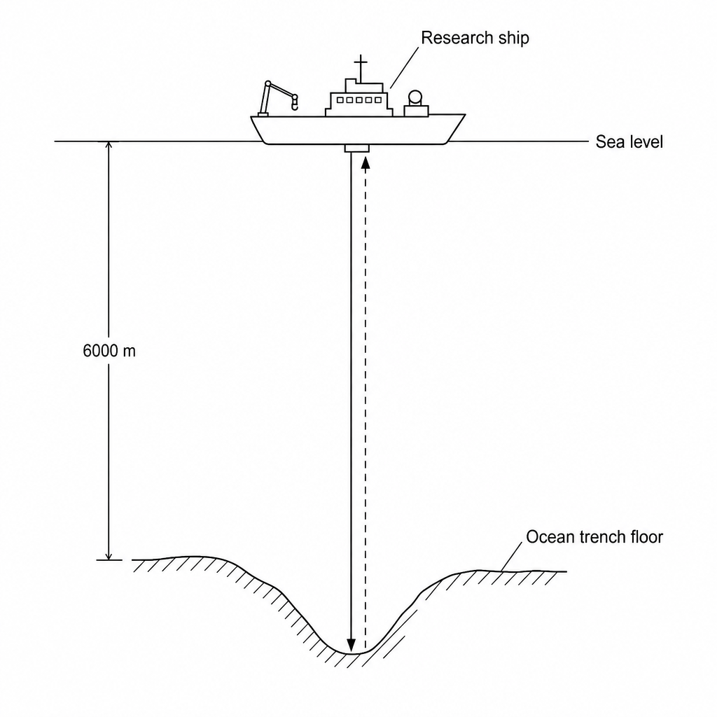 Research ship emitting ultrasound pulses