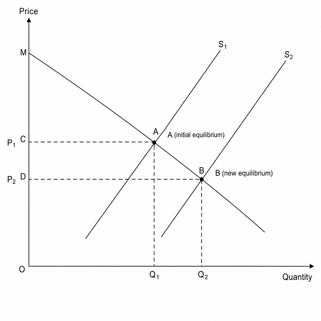 Market supply and demand diagram