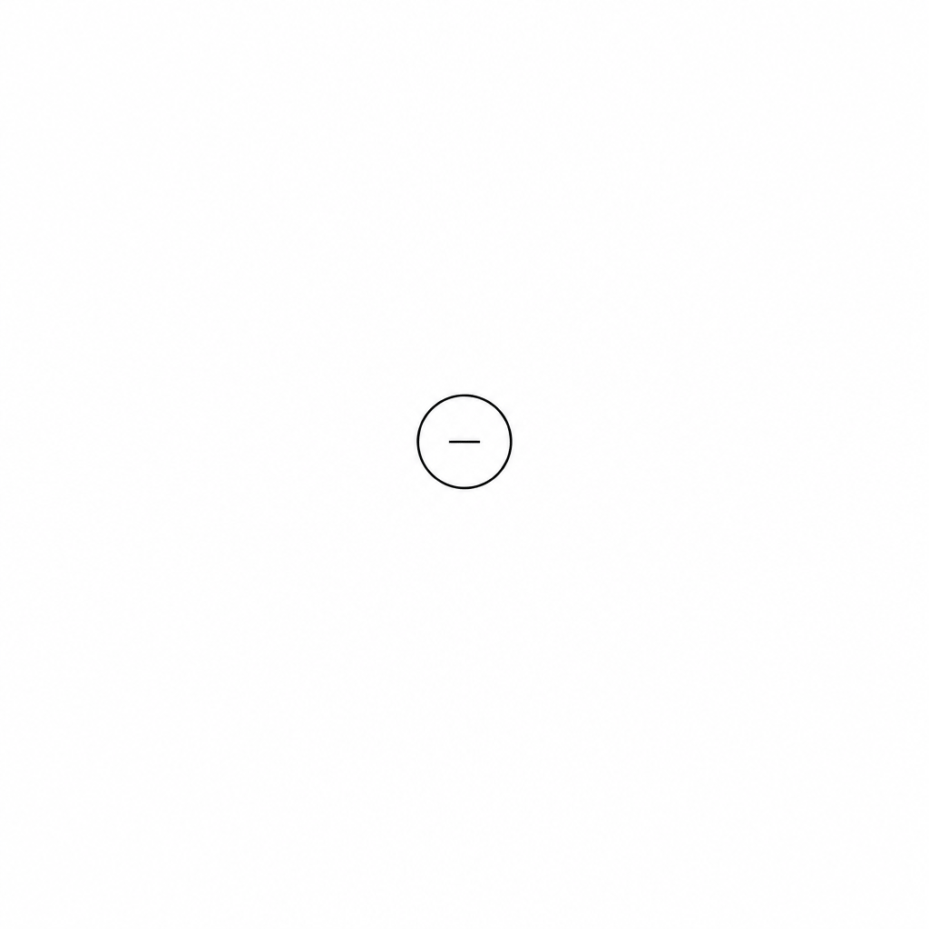 Figure 1: An isolated negative point charge represented by a small circle with a minus sign (–) inside.