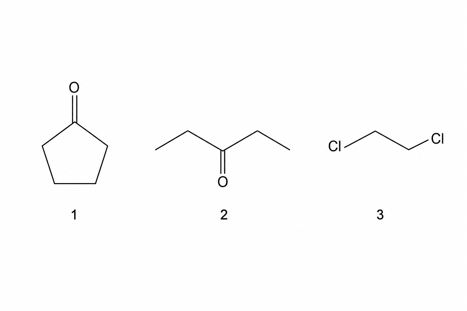 Chemical structures labeled 1, 2, and 3