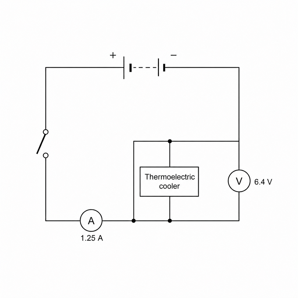 Circuit diagram for thermoelectric cooler performance test