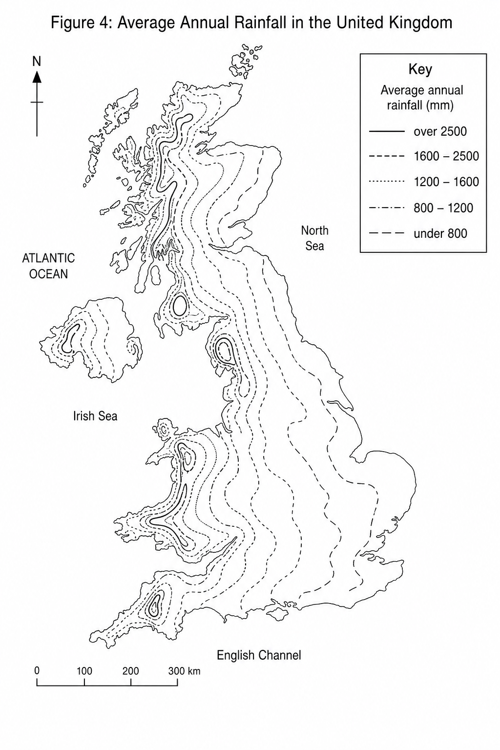 Figure 4: Average Annual Rainfall in the United Kingdom