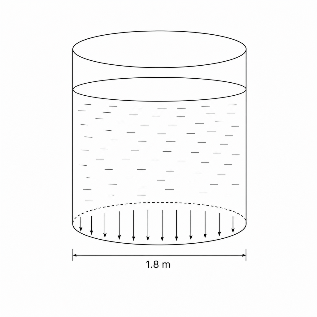 Cylindrical tank with liquid fertilizer