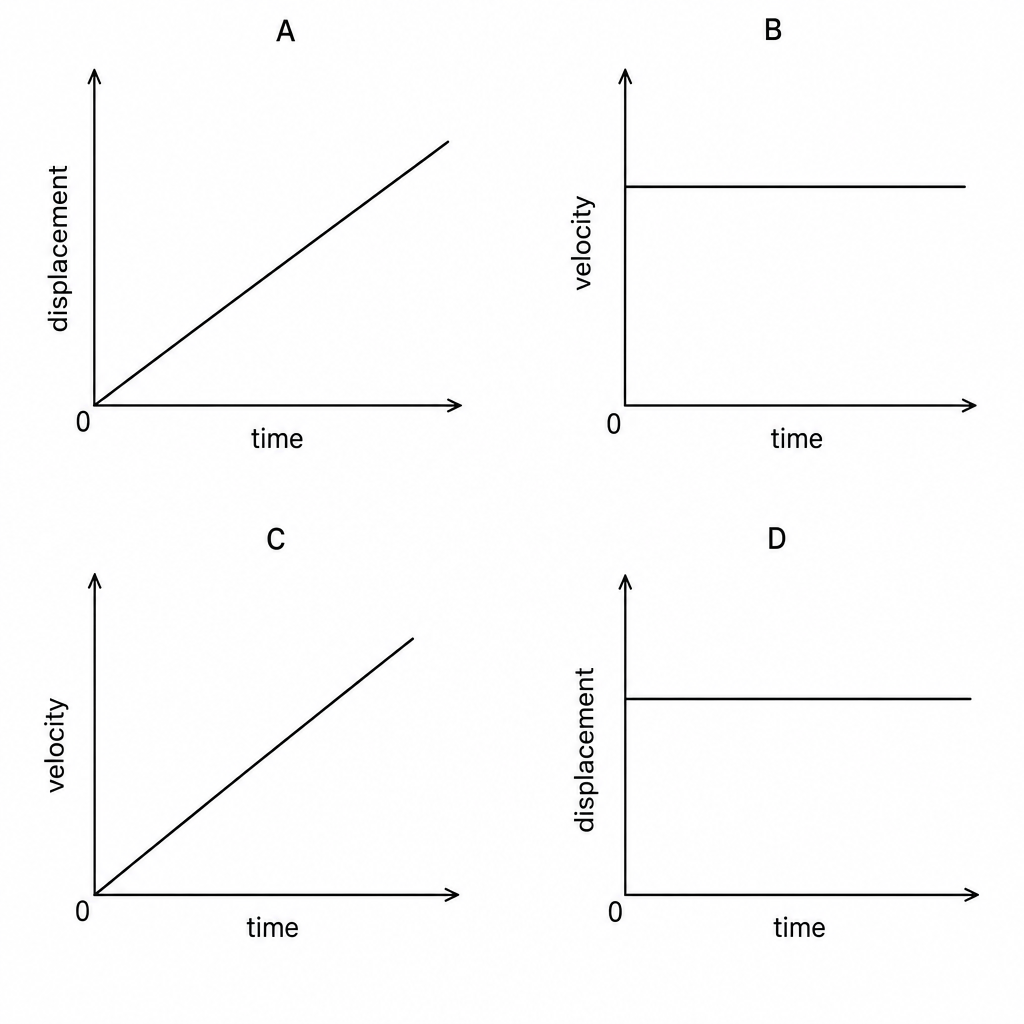 Four graphs labeled A, B, C, and D