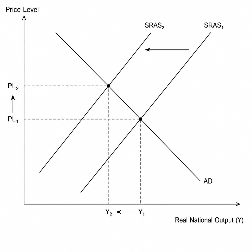 AD-AS Diagram showing a leftward shift of SRAS