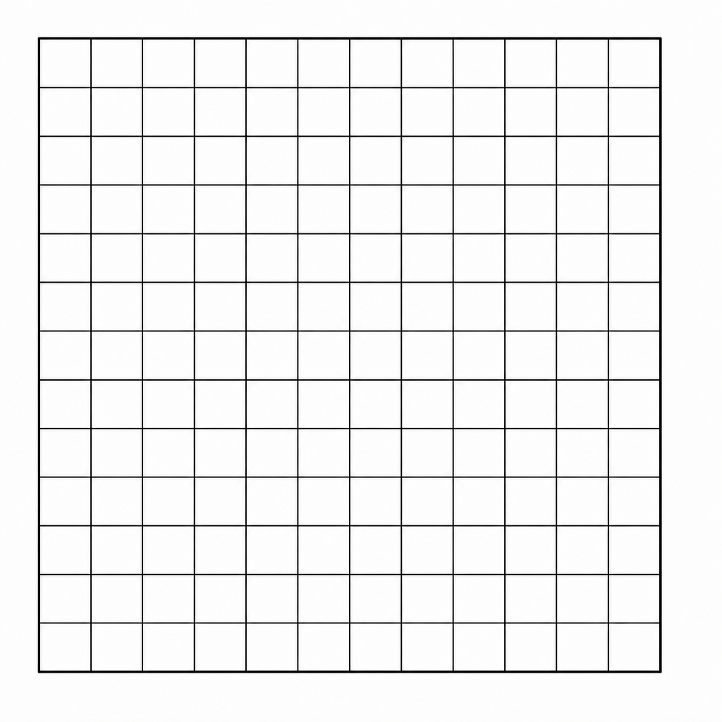 A blank grid template with 12x12 squares for drawing the bar chart.