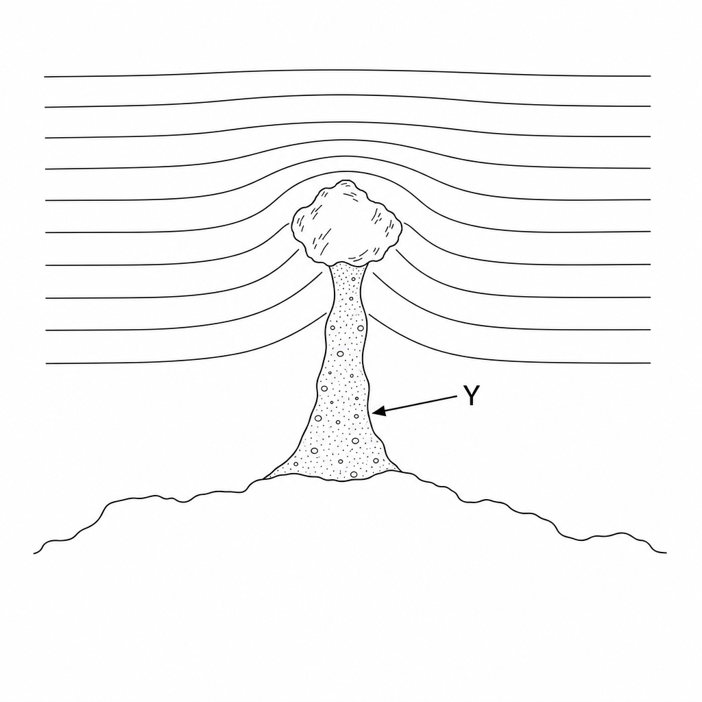 Figure 1: Wave refraction and depositional features around an offshore island.