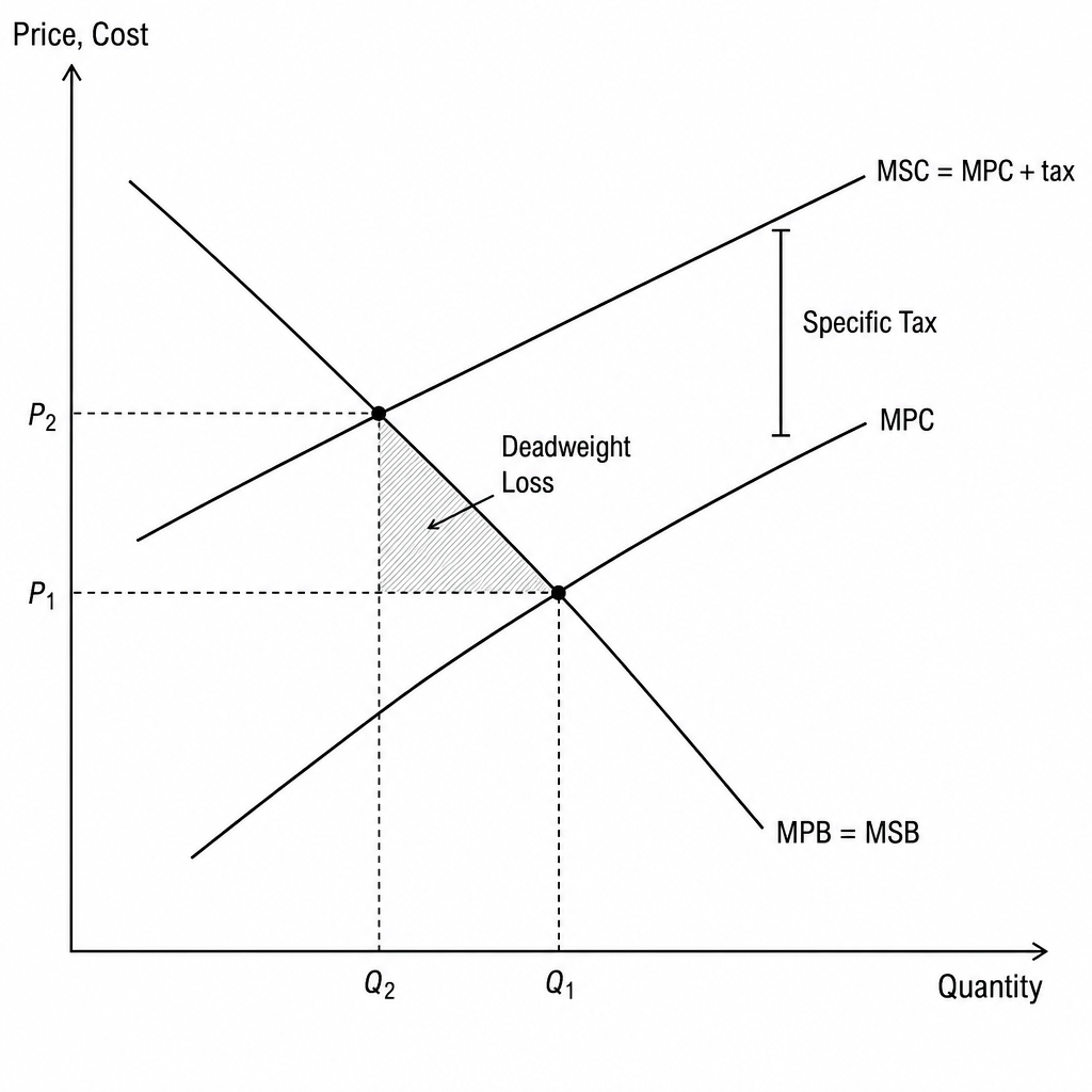 Negative externality and tax diagram