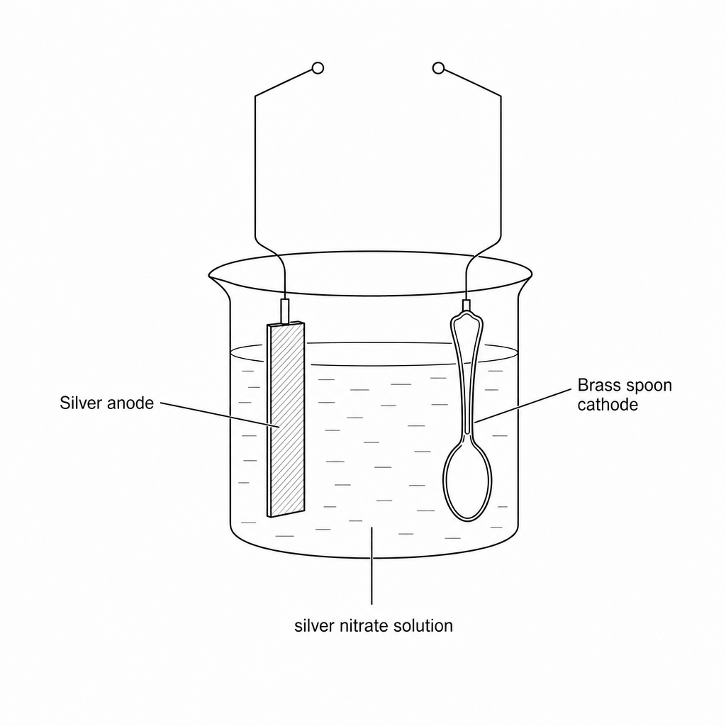 Electroplating setup for a brass spoon