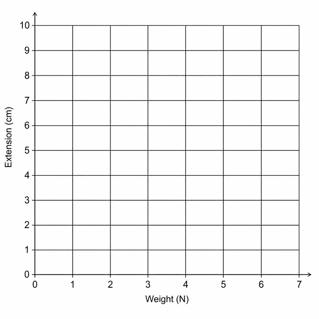 A blank 10x10 major grid. The horizontal axis has space for a label and values from 0 to 7. The vertical axis has space for a label and values from 0 to 10.