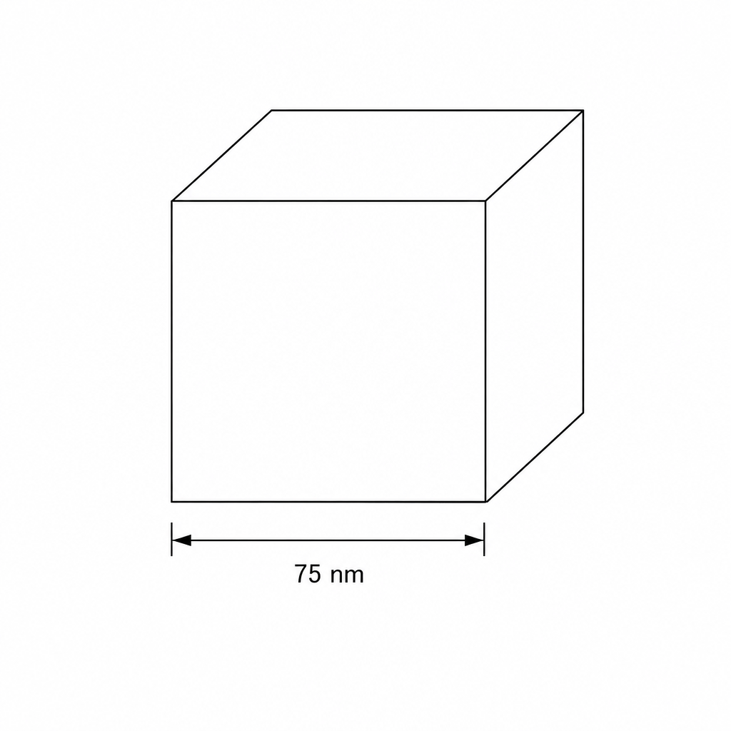 A diagram representing a 3D cube model of a silicon carbide nanoparticle.