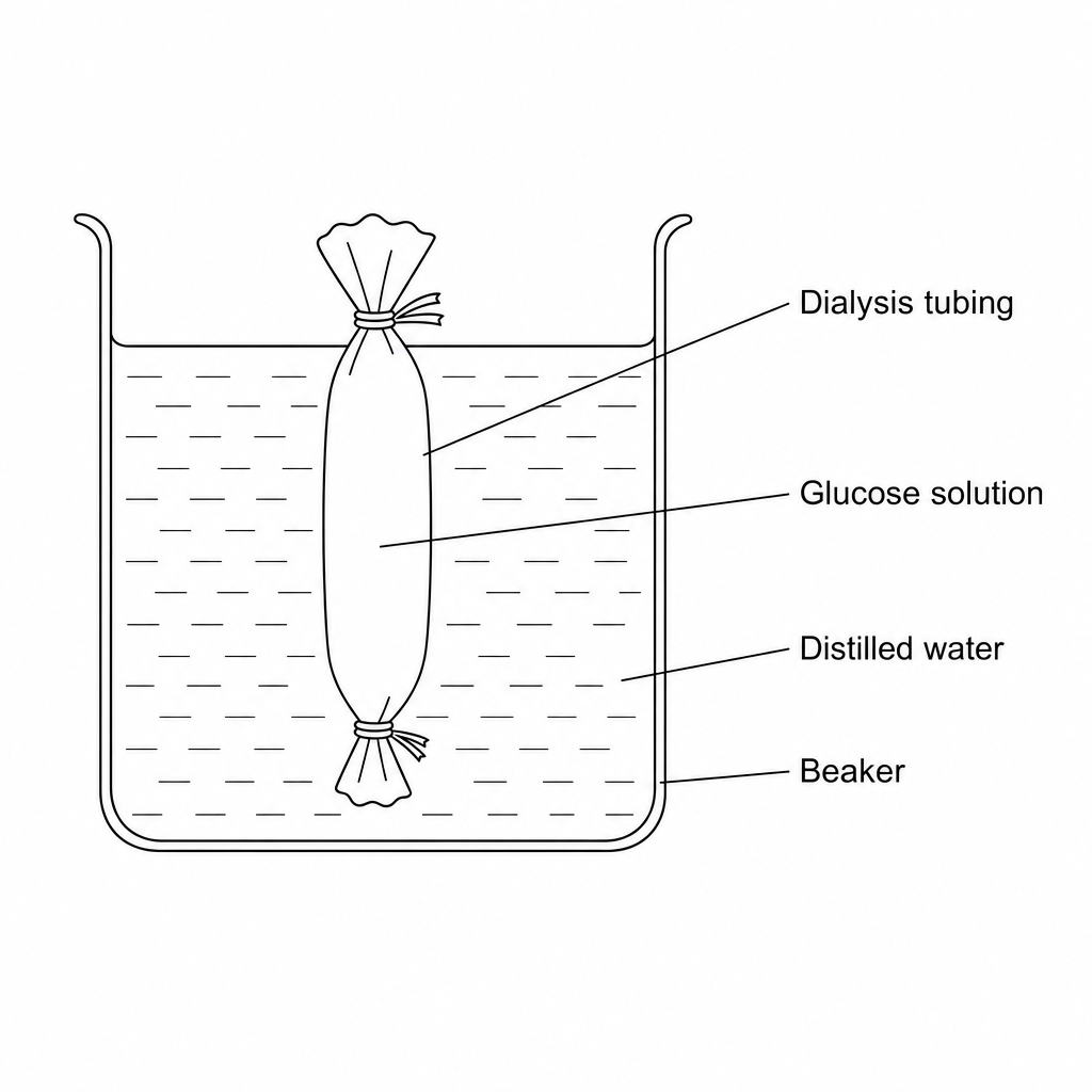 Experimental setup of dialysis tubing