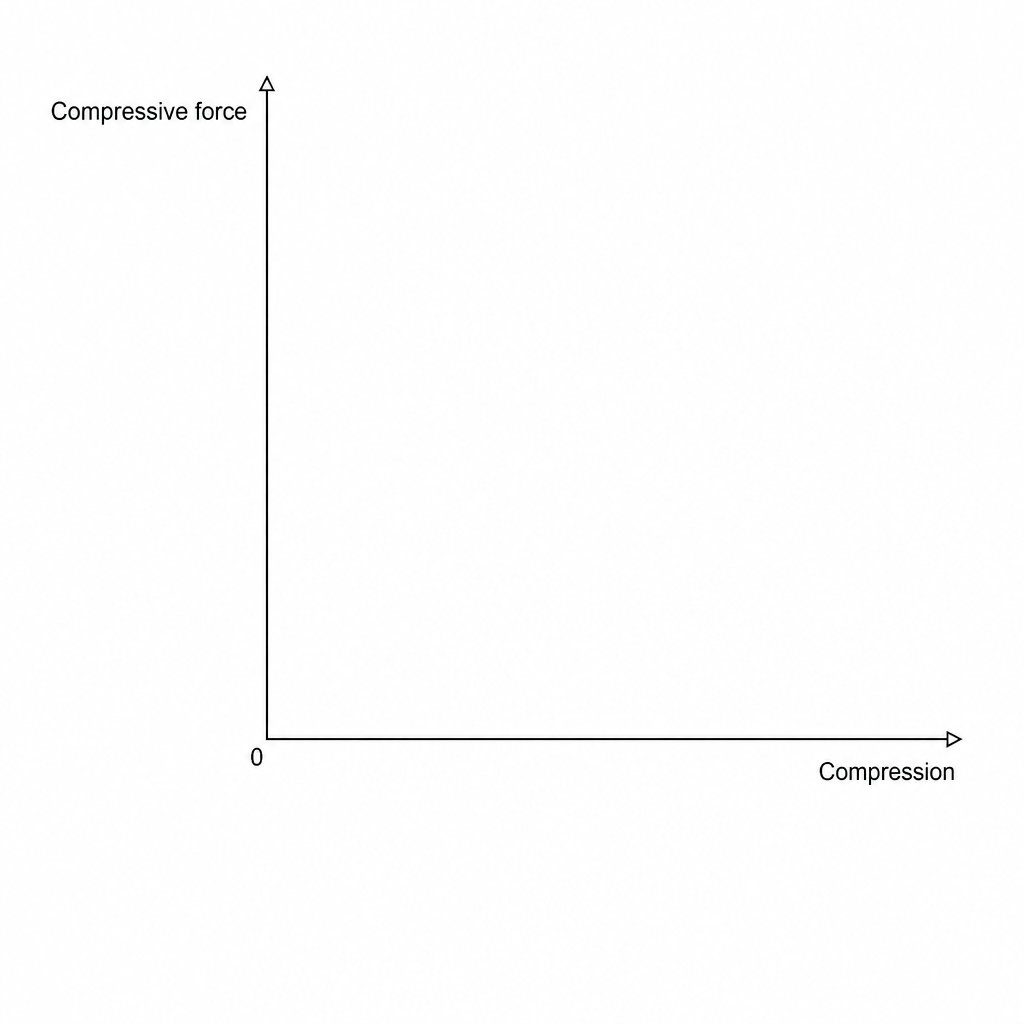 Blank graph with axes labeled 'Compressive force' and 'Compression'