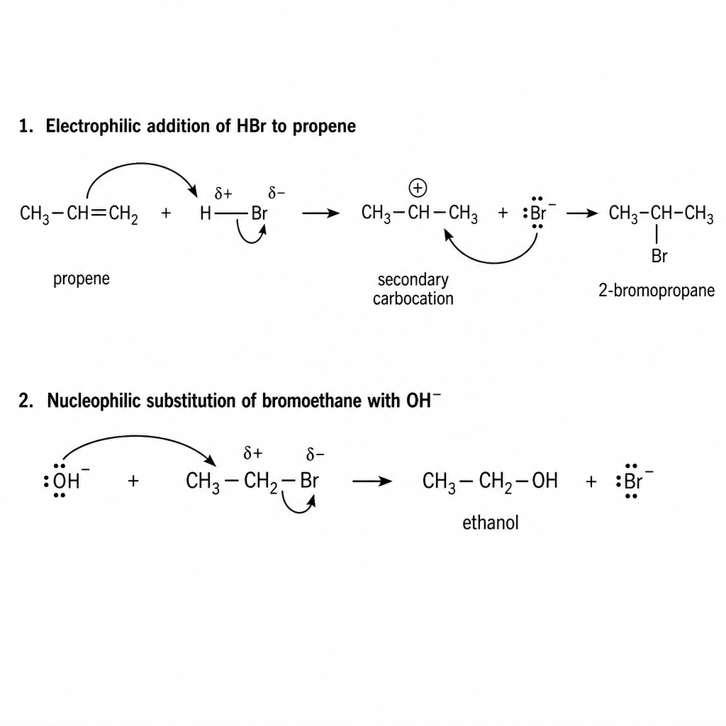 Reaction Mechanisms of Electrophilic Addition and Nucleophilic Substitution