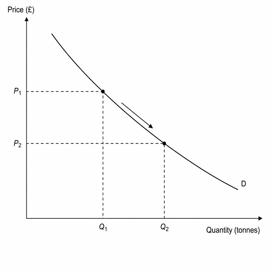 Figure 1: Demand curve for blueberries under price and quantity changes